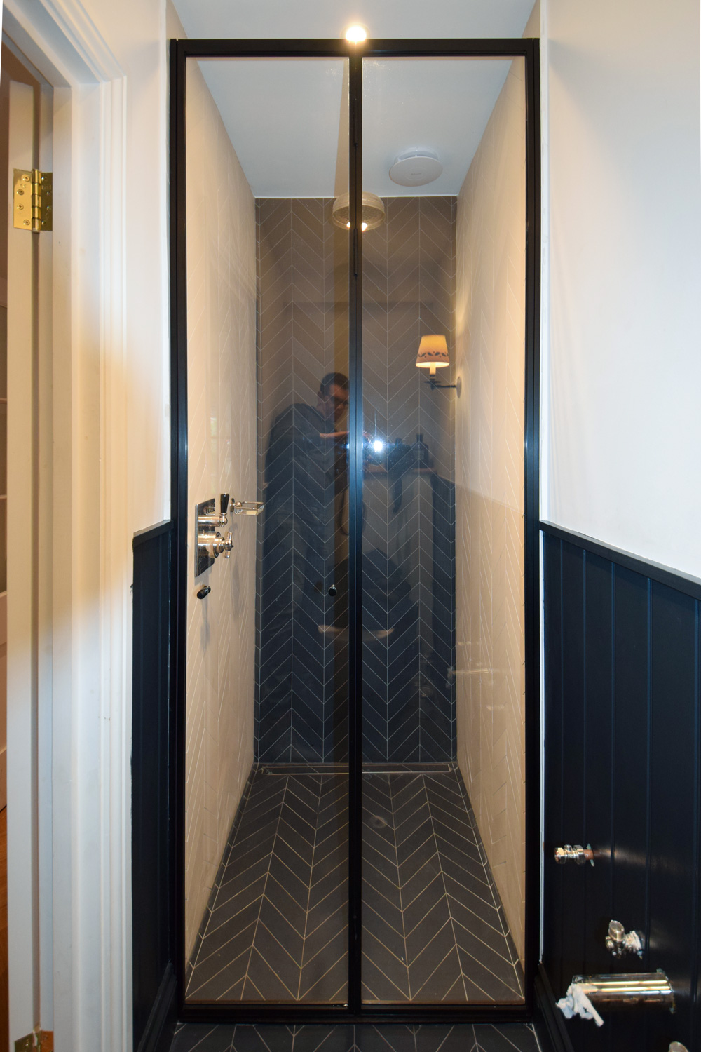 black frame bi-fold shower doors